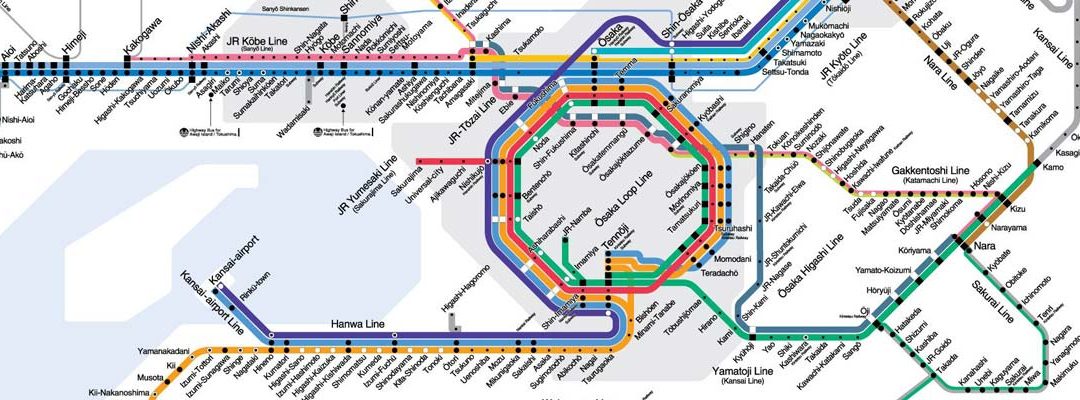 Osaka underground rail map.