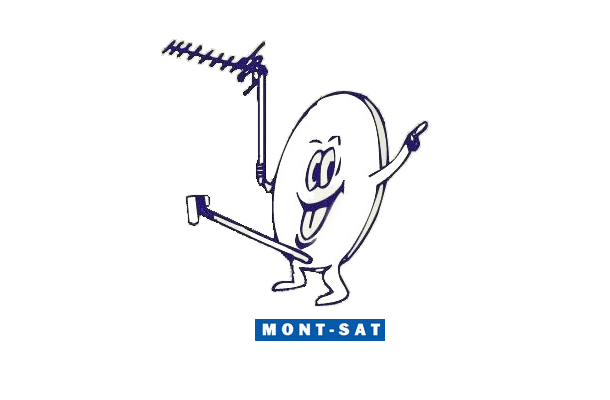 Mont-Sat logo with a very perky satelite